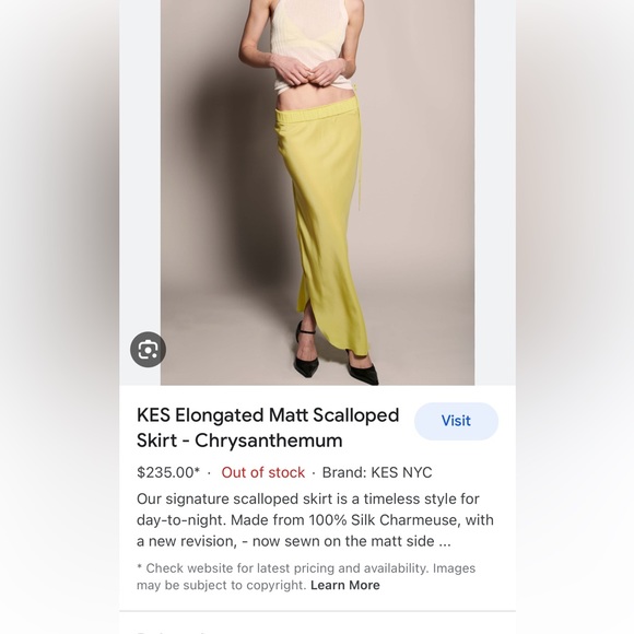 KES ELONGATED MATTE SCALLOPED SKIRT CHYRANTHRMUM MIDI Size L - Picture 3 of 15